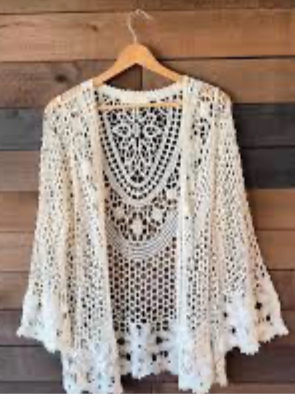 Rebellion Cream Crochet Open-Front Cardigan